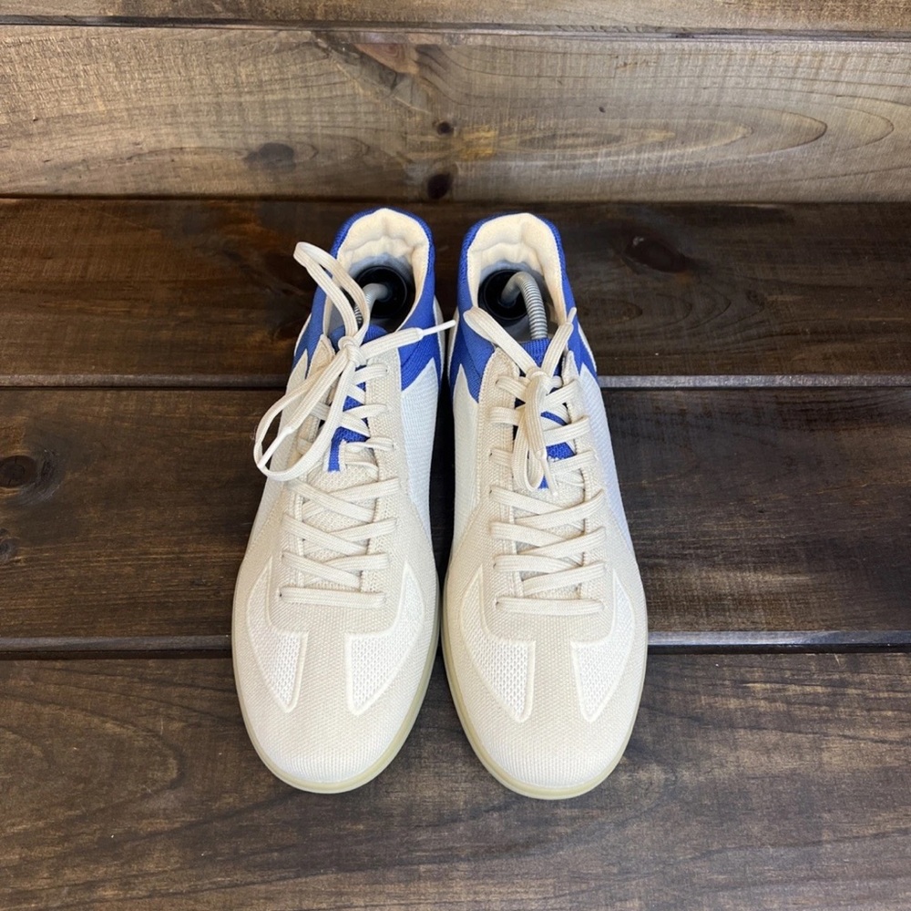 NEW Rothy’s The RS01 Cream & Blue Knit Lace Up Casual Sneakers Shoes Men Size 11